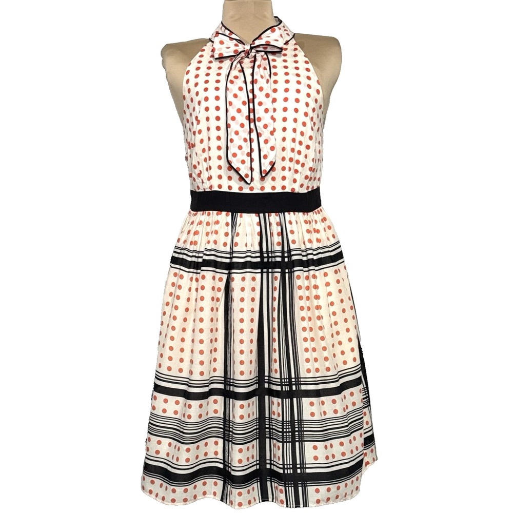 Maeve Pink and Black Polka Dot Midi Dress - Picture 6 of 16
